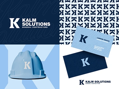 KALM Solutions - Brand Image brand brand identity branding business card construction custom design general contractor graphic design hard hat hardhat icon illustration logo logotype pattern trademark vector wordmark