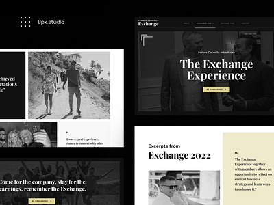 Forbes Councils Exchange black dark event landing page minimalist website