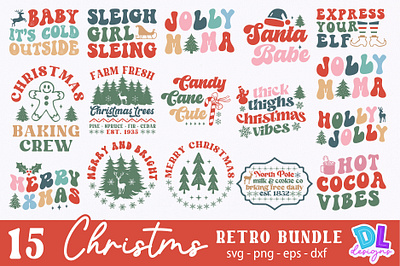 Retro Christmas Bundle T Shirt Design bundle christmas design illustration retro sublimation svg