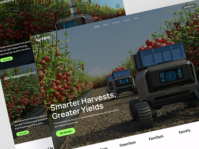 Agrifárm - Agriculture Company Profile agristartup agv ai argiculture artificial auto bot clean company profile design farm farmer farming landing page minimalist robot technology ui web website