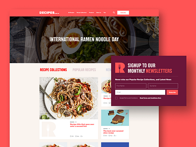 Recipes.com.au — UX Update cooking landingpage ramen recipes recipes.com.au recipeswebsite ui web