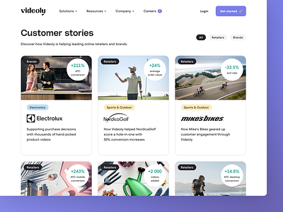 Videoly — Website — Customer stories app brand clean customer design design system digital figma icon interface minimal product product design sass ui ux vector web web design website