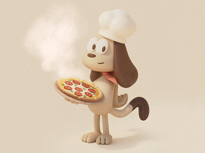 Pizza Chef c4d character chef cinema4d cooking dog illustration