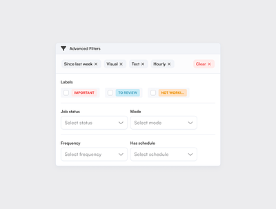 Advanced Filter clean dashboard filter layout product sort ui web