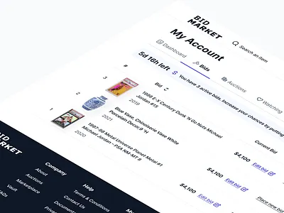 Bidding Platform UI app bidding biddingplatform bids data interface lightmode marketplace ui uxui webapp