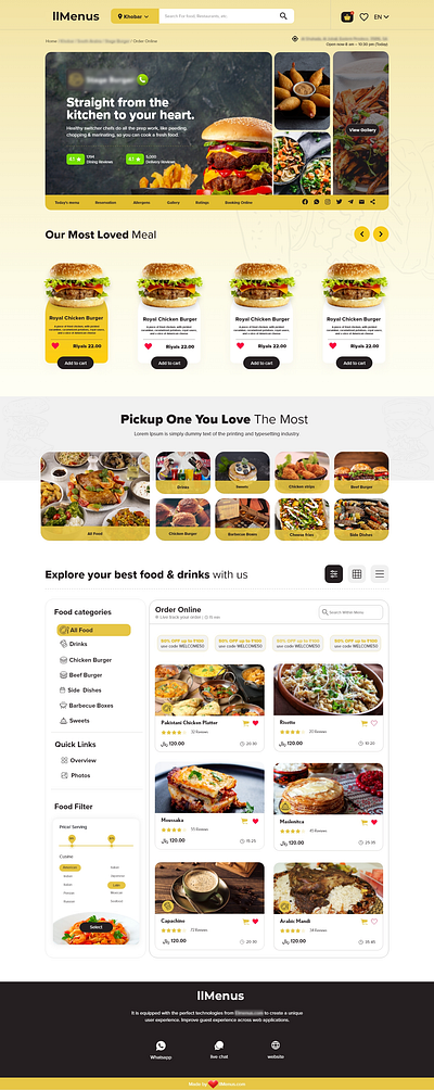 Food delivery Website Mockup