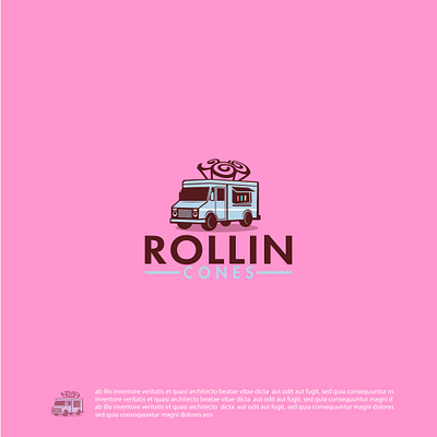 Rollin Truck Logo Design cartoonish logo cones logo cones truck logo graphic design ice cream cone ice cream logo ice cream truck logo logodesign minimal logo