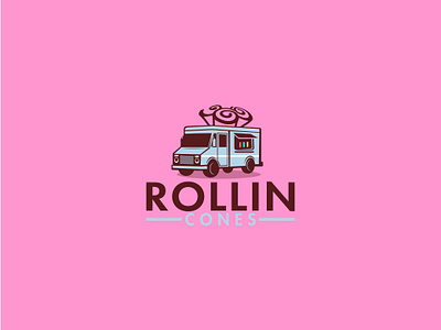 Rollin Truck Logo Design cartoonish logo cones logo cones truck logo graphic design ice cream cone ice cream logo ice cream truck logo logodesign minimal logo