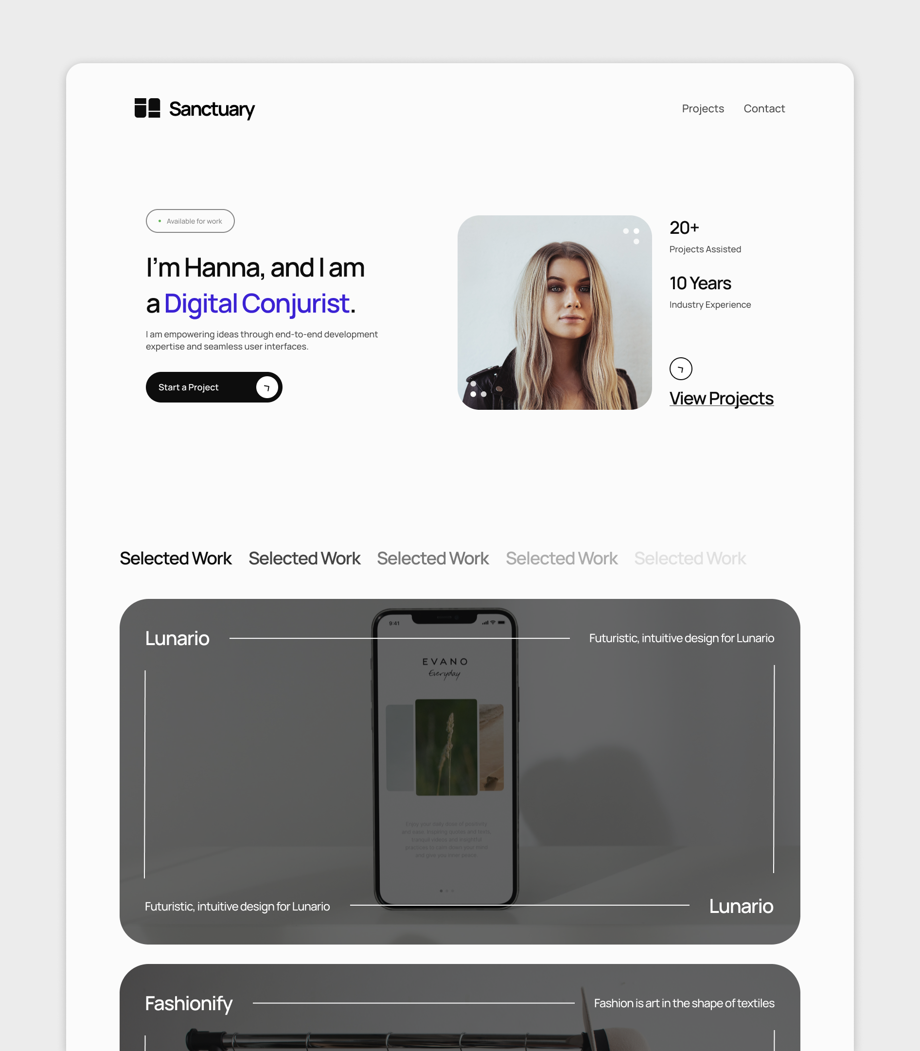 Example of Sanctuary - Framer Portfolio