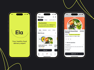 Healthy Food Delivery App app application delivery design ela food fooddelivery illustration interface logo ui uxui