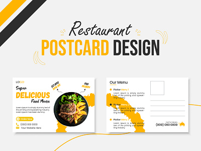 Restaurant Postcard Design ads advertising brand identity branding business card corporate design food graphic design marketing minimal post postcard promo promotion restaurant simple