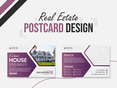 Real Estate Postcard Design ads advertising brand identity branding business corporate creative design graphic design home house marketing modern postcard professional promo promotion real estate sale