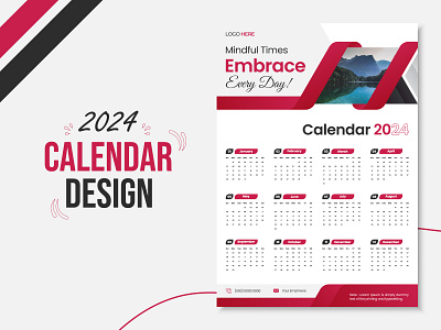 2024 Calendar Design 12 months 2024 advertising brand identity branding business calendar corporate creative design graphic design hanging marketing modern new new year stylish wall