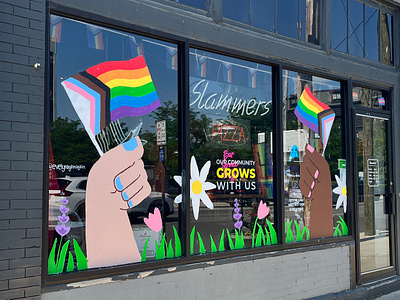 Slammers Pride Window Painting illustration lgbtq mural painting pride window