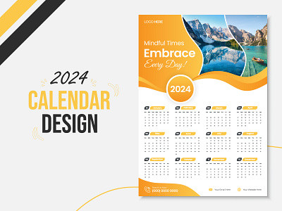 2024 Calendar Design 2024 advertising brand identity branding business calendar corporate creative design graphic design hanging marketing modern new new year wall wavy