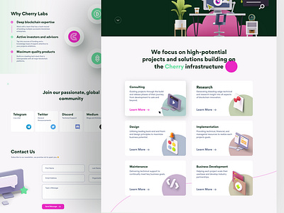 More Sections from Cherry Labs Landing Page 3d blockchain branding cherry labs cherry network design illustration logo motion graphics org ui vector web3 incubator