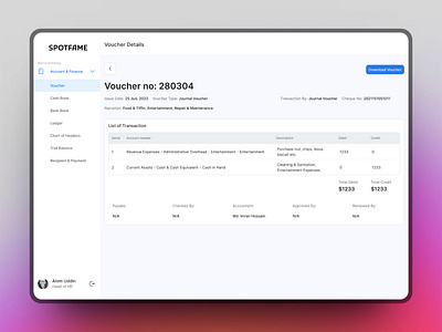 Voucher Creation - Accounts💸 dashboard enterprise erp finance product design saas software ui ui design user experience web app