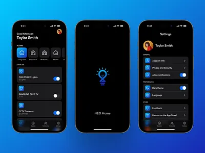 Smart Home Control App - iOS UI UX Design app app design apple branding dark mode figma figma design graphic design home home app home control inspiration ios app mobile app smart app smart home smart home control ui ui design ui ux
