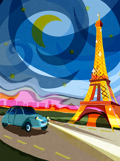 Postcard from Paris art artist design illustration illustrator landscape procreate