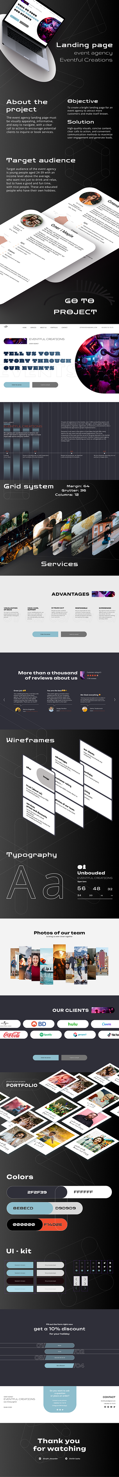 Landing page Event agency graphic design illustration typography ui ux