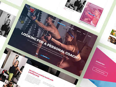 Fizjo Fitners clean coach fitness gradient gym minimal personal physioteraphy pink sports supplements training ui ux web web design