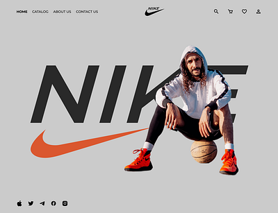 Design of the first screen of Nike company for E-com website branding figma nike sneakers sport ui usa ux uxui design wed design