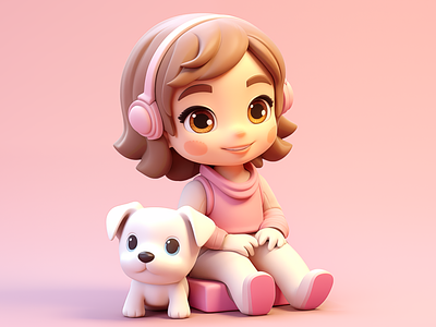 3D Illustration cute girl with puppy, 3d cute girl with dog 3d 3d cartoon 3d cute cartoon 3d cute girl 3d cute illustration 3d design 3d illustration ai custom 3d custom cartoon 3d cute 3d cartoon cute cartoon girl 3d cute girl 3d cute girl with a puppy cute girl with dog cartoon design gerdoo graphic design midjourney nft 3d