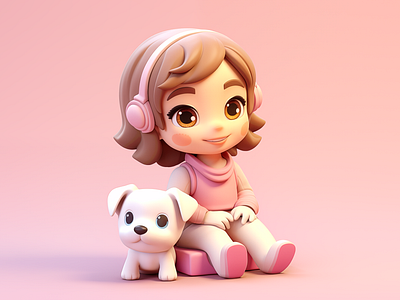 3D Illustration cute girl with puppy, 3d cute girl with dog 3d 3d cartoon 3d cute cartoon 3d cute girl 3d cute illustration 3d design 3d illustration ai custom 3d custom cartoon 3d cute 3d cartoon cute cartoon girl 3d cute girl 3d cute girl with a puppy cute girl with dog cartoon design gerdoo graphic design midjourney nft 3d