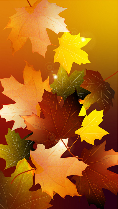 Сolorful autumn maple leaves autumn digital art illustration leaf vector wallpaper watercolor