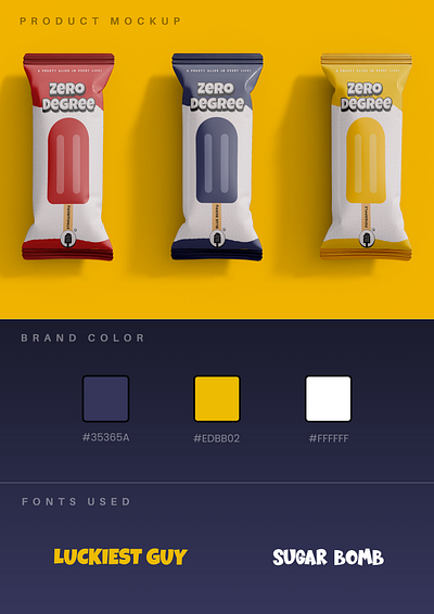 Zero Degree: Popsicle Brand Identity adobe adobe creative cloud brand identity branding design graphic design ice cream brand logo logo design photoshop product mockup