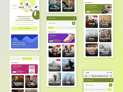 Credit marketplace screens animation design exploration responsive ui