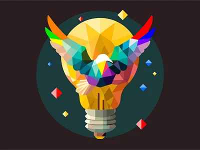 CKM Draft 1 bird branding bulb creative design dove graphic design idea illustration logo low poly vector