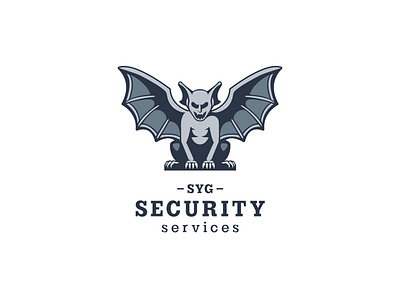 SYG Security Services - Gargoyle Logo bat logo branding chimera creature logo demon dragon gargoyle gargoyle logo griffin grotesque grotesque logo hybrid logo design mythical creatures reptile logo security logo stone creature watcher wings