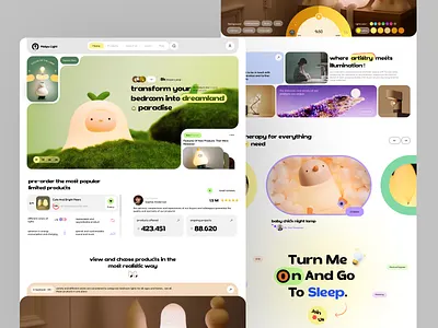 Lamp Product Website - landing page 360 colors cute design home page homepage lamp landing page light minimal modern online shop product design products smart lamp typography ui ux web website