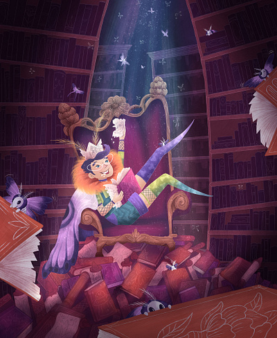 Melvin Marvelous and the Moth Bitten Library character design digital art illustration