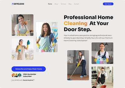 GETCLEAN* branding cleaning design header landing page minimal modern ui uiux ux