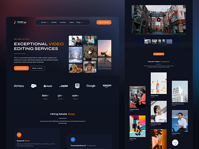 Video Editing Agency Website agency hire landing page ui ux design video editing website