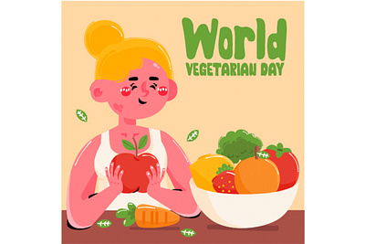 World Vegetarian Day Illustration (2) awareness celebration day diet dinner food health illustration menu vector vegetable vegetarian