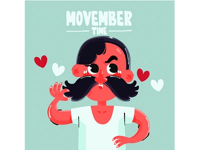 November Guy with Heart Shapes Illustration awareness beard campaign cancer guy health heart illustration man moustache movember vector