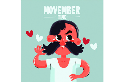 November Guy with Heart Shapes Illustration awareness beard campaign cancer guy health heart illustration man moustache movember vector