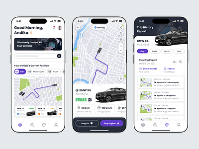 Car Tracking Mobile App Concept app car car monitoring car tracking design gps ios iphone location maps mobile park parking rent rental route tracker tracking tracking app ui