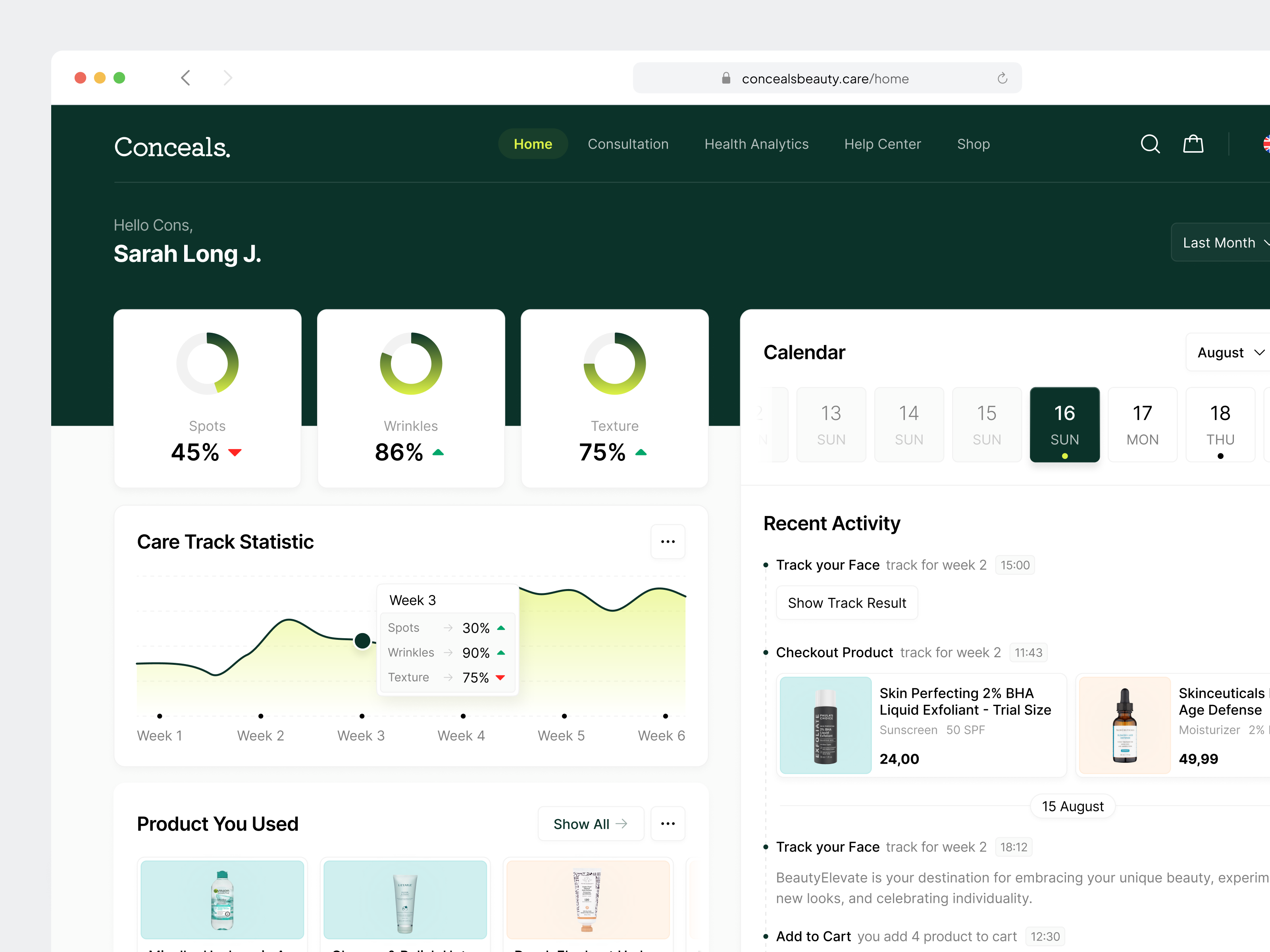 Conceals Web App for Customer bauty app bauty web app beauty beuty care conceals cosme cosmetic design skin care skincare web app web design website