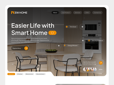 NEW HOME - Smart Home Header app arsithecture design furniture home page landing page smarthome ui web design website