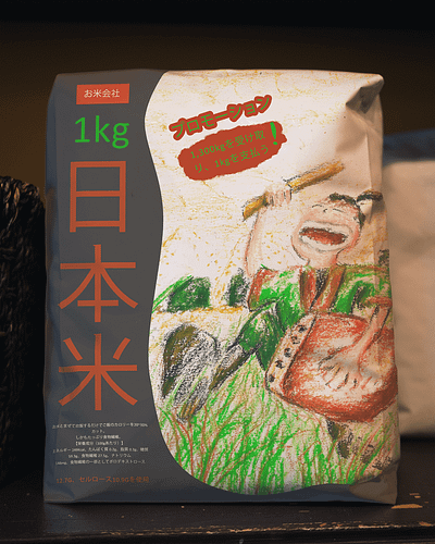 Rice packaging Illustration asian characters colors illustration japanese mascouts nature oil pastels painting rice