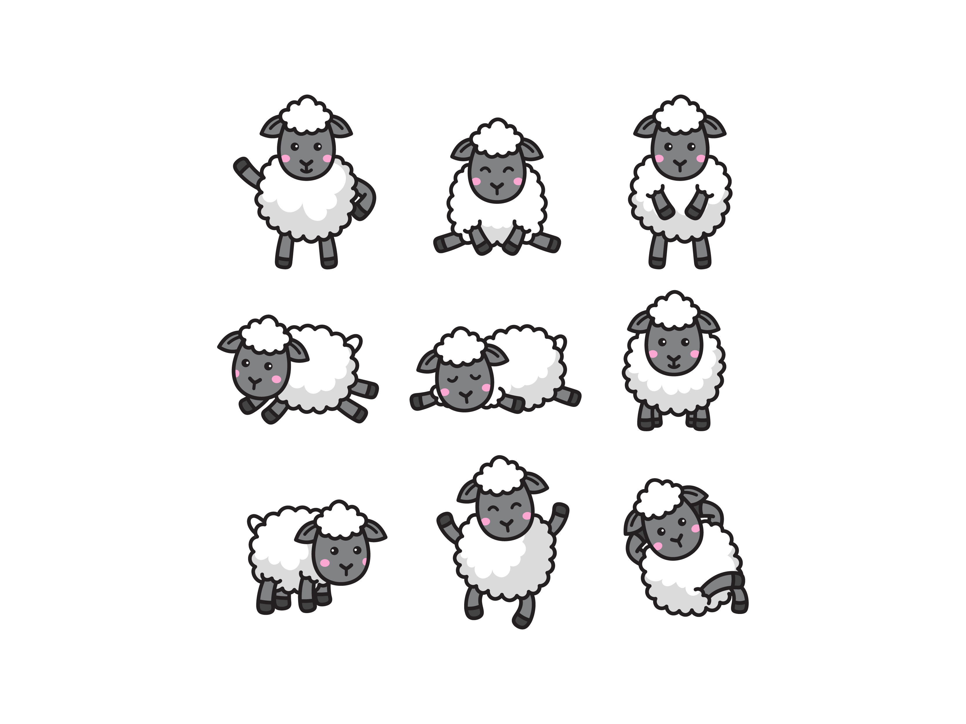 Sheep Doodle Set cute cutesheep doodle icon illustration logo sheep vector