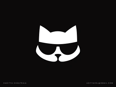 Cool Cat - logo design ai logo animal branding cat cat logo clever top best code creative glasses identity logo designer logos modern negative space pet logo product programming smart software unique