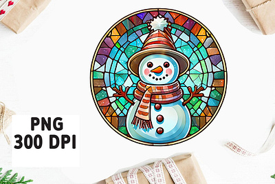 watercolor stained glass snowman clipart digital santa claus clipart