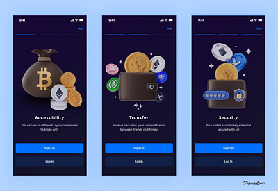 Screens for a crypto app app app design crypto cryptocurrency design figma mobile app ui