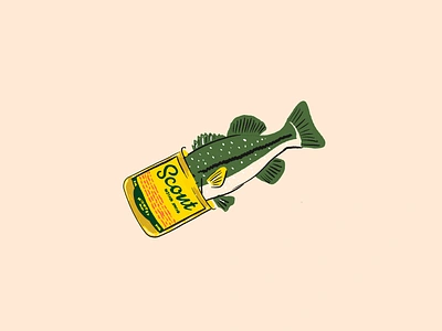 Scout Mustard Spread & Dip bass boy scouts brand illustration branding camping design fish fishing graphic design illustration mustard outdoors packaging design provisions retro retro illustration