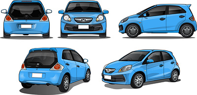 honda brio vector with different view brio vector car design view car vector city car vector graphic design honda brio vector